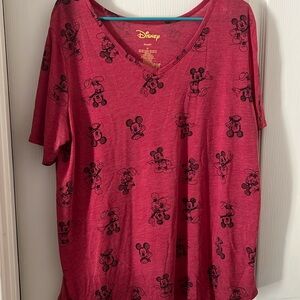 Disney red 2x v neck shirt